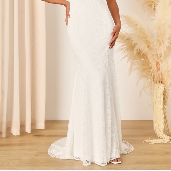 Lulus Elegant White Lace wedding Dress - Picture 2 of 8